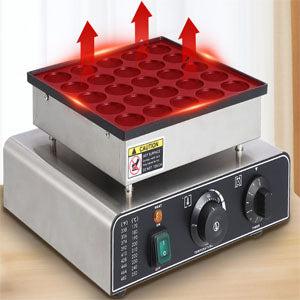 【GARVEE】Mini Muffin & Dutch Pancake Maker, 25-50 Hole Stainless Steel Electric Machine, Non-Stick Surface, 1.8" Diameter, 50-300°C Temp & Time Control, Ideal for Home & Restaurant Use, 850W, 110V
