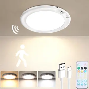 Rechargeable Motion Sensor Ceiling Light with Remote - Magnetic Wireless Ceiling Light Battery Powered for Closet Shower Stairs Shed Hallway ect