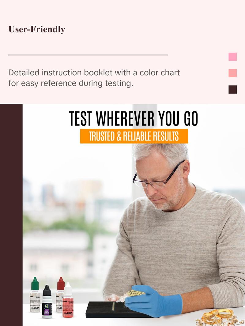 Gold and Silver Jewelry Testing Solutions Kit 10k 14k 18k 22k 24k Scratch Stone Acid Test Scrap Bars Coins