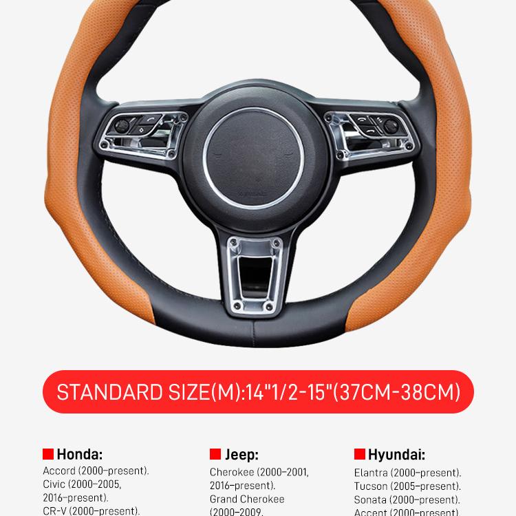 SUPEREVER Napa Leather Car Steering Wheel Cover - 15 Inch, 4-Season Universal Fit, Enhanced Grip, Elevated Style, Non-Bulky & Modern Design, Anti-Slip, Sweat-Absorbent, Comfortable & Premium Quality