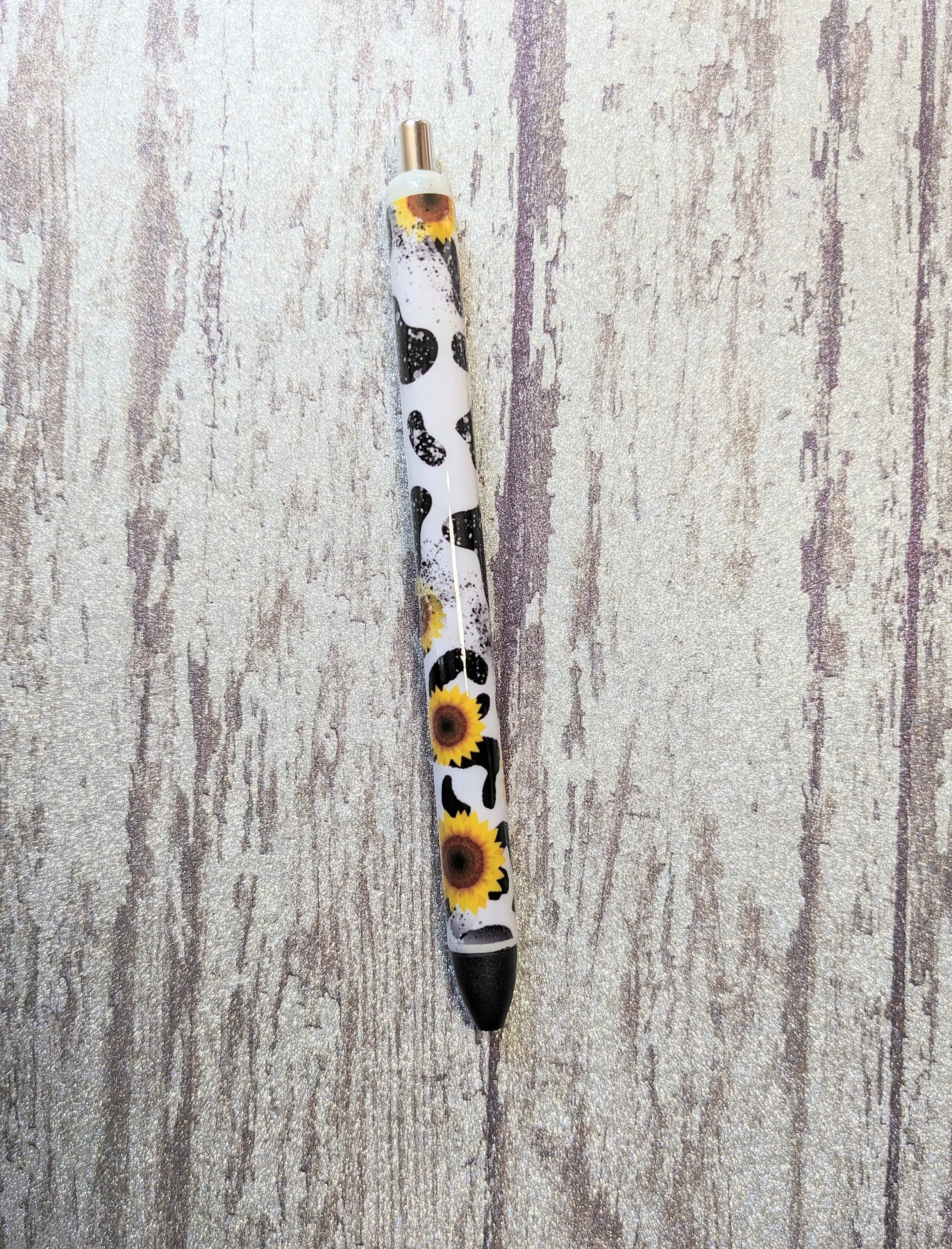 Sunflower Cow Print Pen | Stationery with Ink Refill