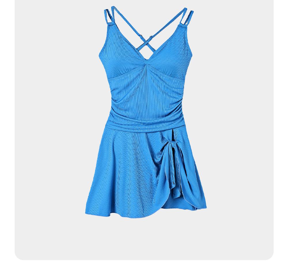 Aleumdr Ribbed One Piece Swimdress Swimsuits for Women Tie Knot Swim Skirt V Neck Bathing Suit Sport Swimming Clothing Beach Side Slits Summer Swimoutfit SpringStatements