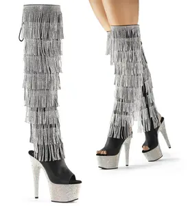 Women's High Heel Boots, Bejeweled-3019RSF-7 Women's High Heel Boots, Bejeweled-3019RSF-7