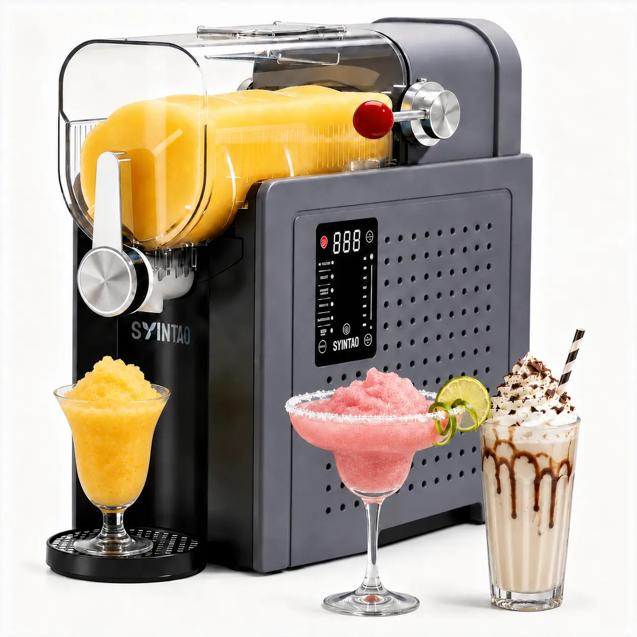 6-in-1 Automatic SYINTAO Slushie Machine (Ice Free) with 24H Preset , 88oz & Auto-clean Mode, Kitchen Supplies,home essentials