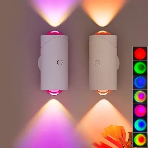 Smart Rechargeable LED Night Light with Motion Sensor, RGB Dimmable Magnetic Stick On Light, USB Rechargeable Motion Sensor Light Indoor for Bedroom Hallway Stairs wall ultra-long battery life design