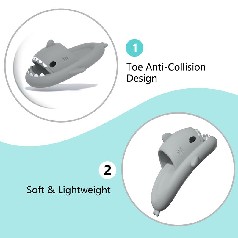 Shark Slides for Women and Men, Cute Shark Slippers Adult Youth Cloudy Summer Soft Lightweight Anti-Slip Thick Sole Beach House Cloud Cushioned Shower Slide Sandals Indoor Outdoor