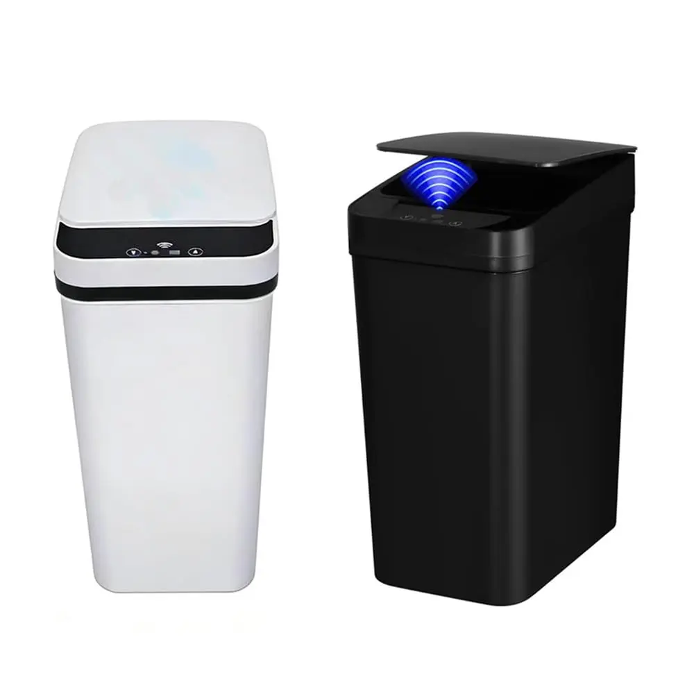 Summerwins Modern Smart Motion Sensor Trash Can - Plastic Pack, Waterproof, Space-Saving, Multifunctional, Environmentally Friendly Automatic Induction Bathroom Gadget for Home Bathroom, Office (Nordic Style)
