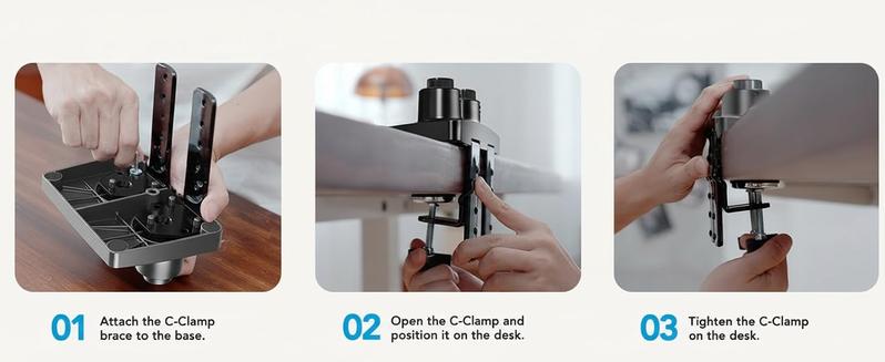 HUANUO Dual Monitor Arm Adjustable Gas Spring Monitor mount for Gaming and Home Office Setups, Monitor Arm hold up to 30" with 19.8 lbs Max Weight and C-Clamp or Grommet Hole Mounting HUANUO Dual Monitor Arm Adjustable Gas Spring Monitor mount for Gaming and Home Office Setups, Monitor Arm hold up to 30" with 19.8 lbs Max Weight and C-Clamp or Grommet Hole Mounting