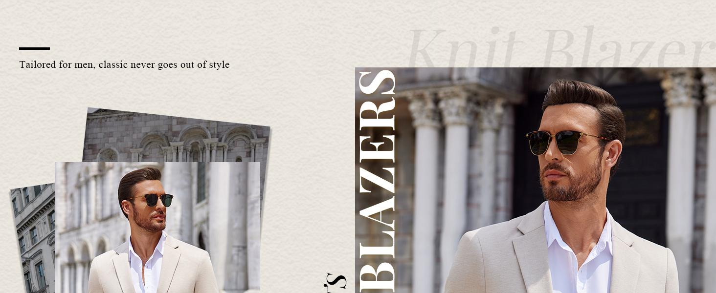 COOFANDY Men's Blazer Casual Knit Blazer Two Button Lightweight Sport Coats Suit Jacket