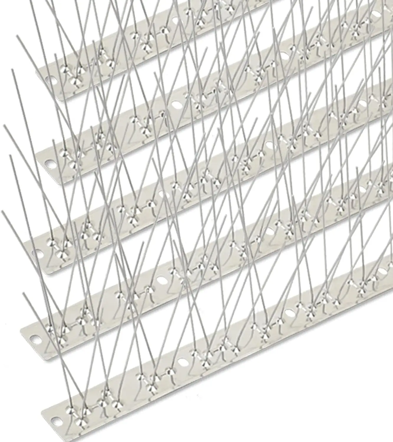 Bird Spikes Stainless Steel 60ft Coverage 56 Pack for Pigeons Small Birds Outdoor Use Bird Prevention Strips for Fence Crows Woodpeckers with 304 Stainless Steel Pins and Base Not Rusty Easy Installation Weatherproof