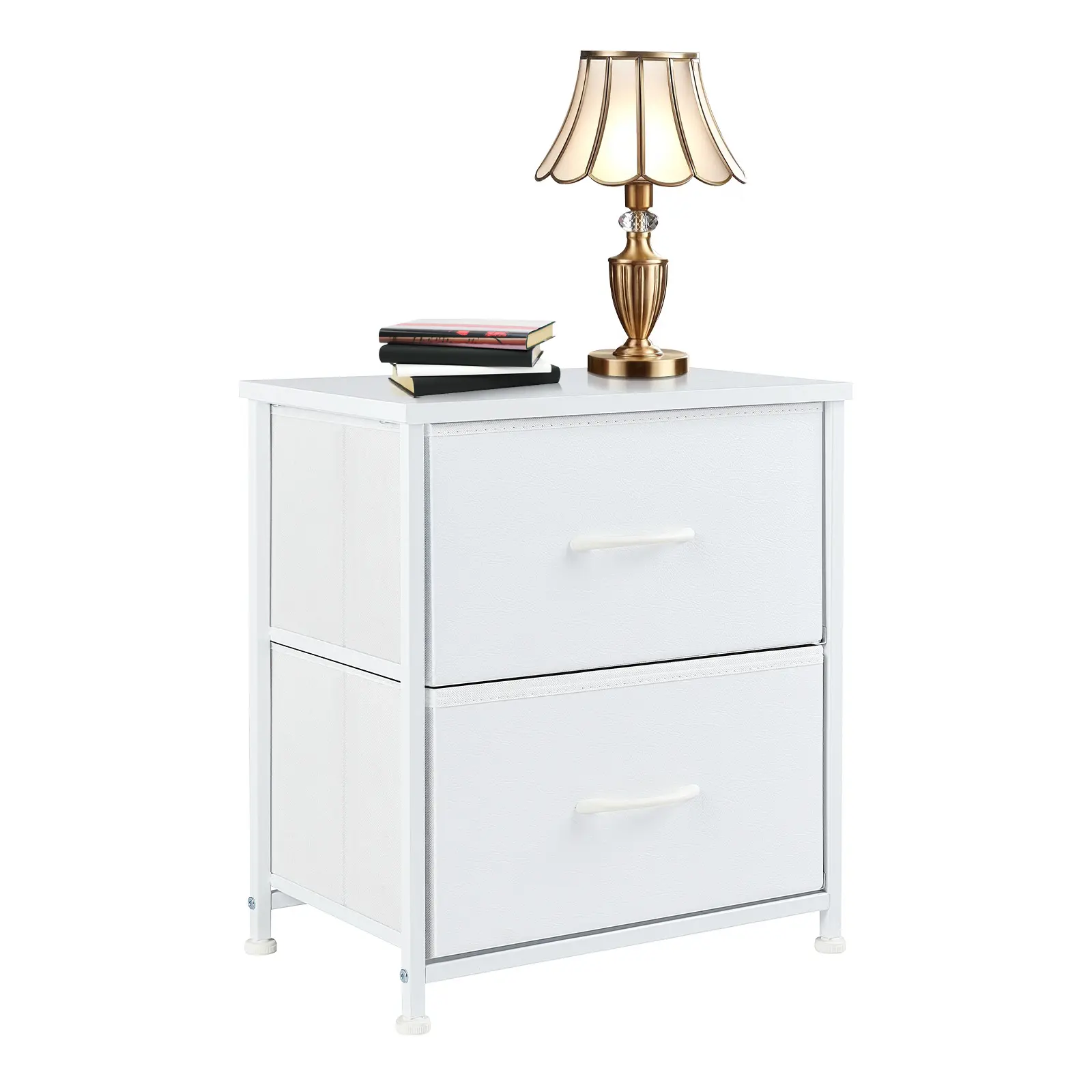 Nightstand With 2 Drawer,Removable Fabric Drawers,Adjustable Feet For Stability,Versatile Side Table For Bedroom Dorm And Living Room