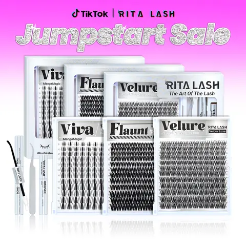 RITALASH DIY Lash Kit - 120/144PCS Upgrade 2.0 D Curl Fluffy Eyelashes Cluster, 0.07mm Plant Fibers, Ultra-Dense Waterproof Long-Lasting, Mixed Length Venus/Fairy/Flora Styles, Beginner-Friendly Makeup For Daily Glam Looks