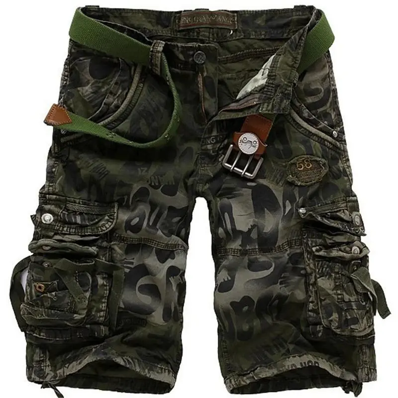 Men's Camo Cargo Shorts, 5" Inseam Gorpcore Tactical Utility Multi-Pocket Work Shorts, Summer Military-Inspired Streetwear Casual Shorts with Adjustable Drawstring