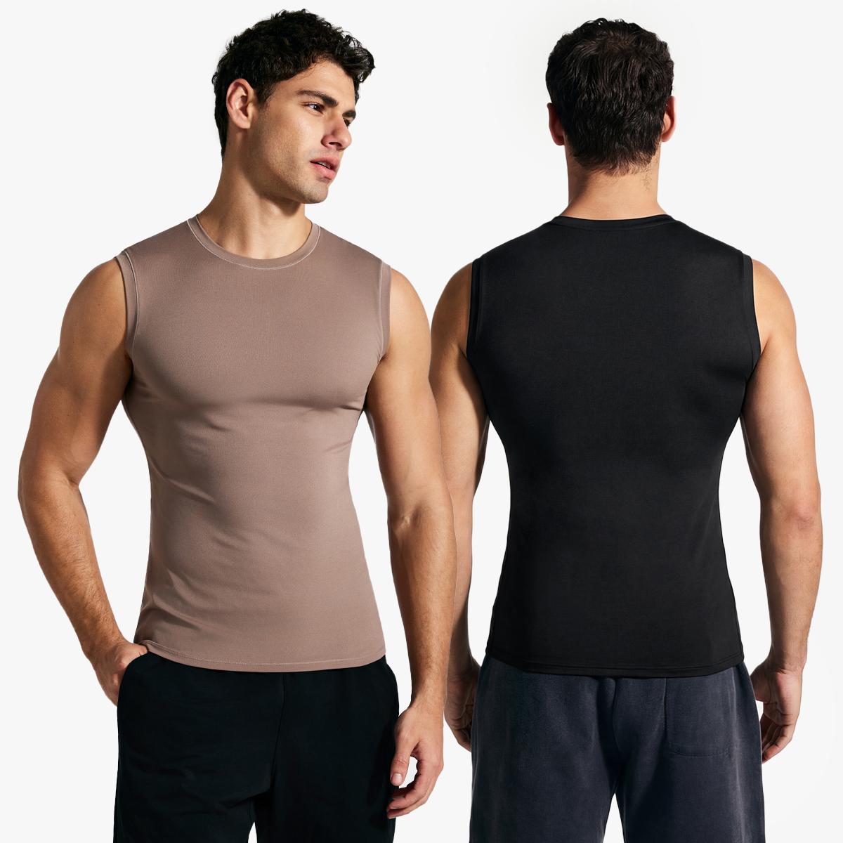 Nebility Men’s Compression Shapewear Tank Top, Quick Dry Stretch Odor-Resistant Muscle Fit Workout Vest, Ultra-Light Breathable Sleeveless Training Top for Gym & Daily Wear