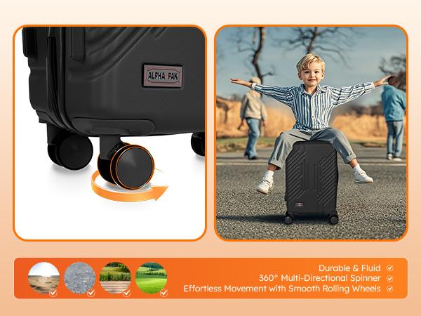 PHI VILLA 20-inch Carry On Luggage Airline Approved - PC+ABS Lightweight Suitcase with Built-in TSA Lock, Hard-shell Durable Rolling Luggage with USB Port