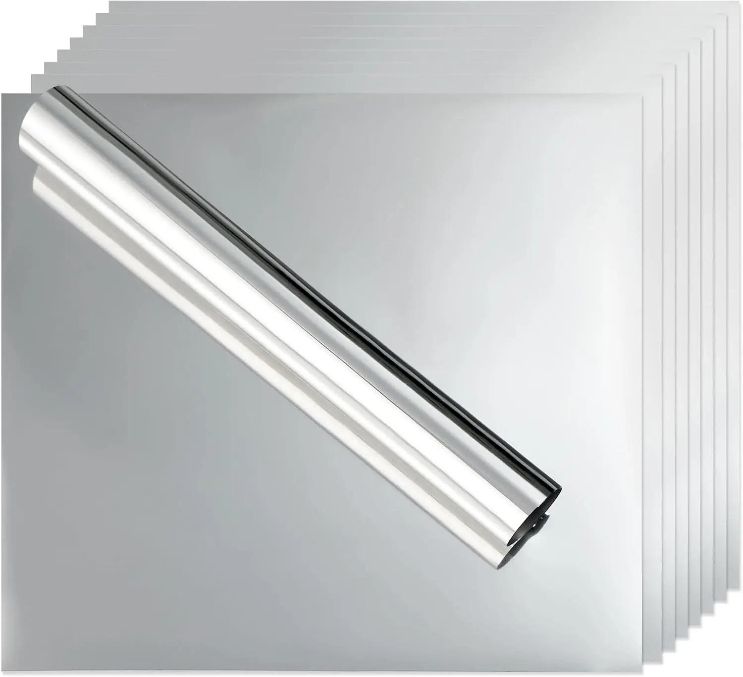 Chrome Silver Vinyl 9 Pack 12"x12" Compatible with Cricut Machines | Mirror Metallic, Permanent Adhesive, Compatible with Cricut Cutting Machine, For Decoration and Craft Projects