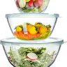 LUVAN Airtight Vintage Glass Bowls Set (4–17 Cup Sizes: 4.5QT/17C, 2.7QT/10.8C, 1.1QT/4.4C) - Durable Kitchenware, Salad Bowls, 4-Cup Quick Mix, Freezer-To-Oven Use, Space-Saving Nesting, Dishwasher Safe, Mother's Day Gift