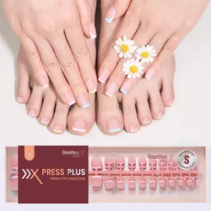 [Exclusive to TTS]Beetles X Press Plus French Tip Press on Nails&Toenails -Classic Press On Nails Spring Summer Nail Natural Salon Quality Gel Nail Tips Manicure