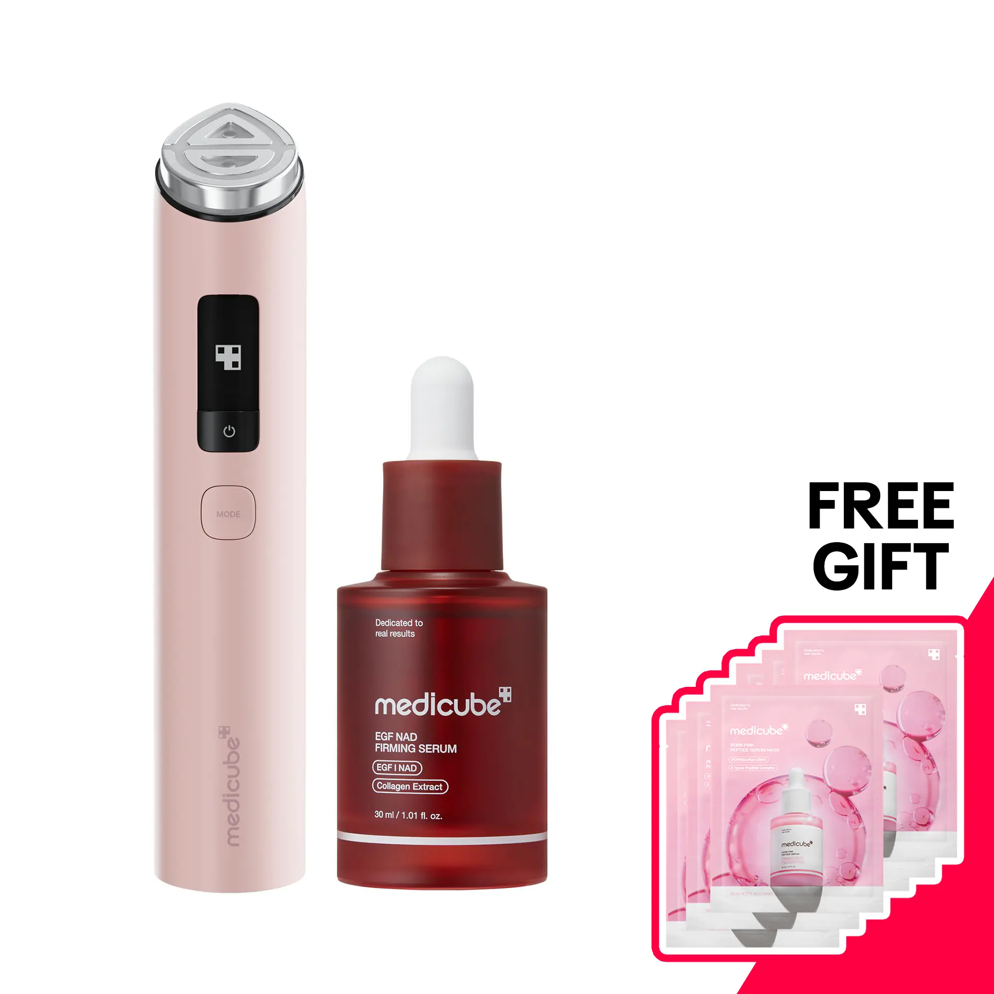 [NEW] [medicube Official] Pilates for Your Face SETㅣPink Booster Pro X2 + SerumㅣIntensive Delivery for Long-lasting Hydration, Skin Definition & Glow BoostingㅣVisible Glow-Boosting Facial Dual Mode DeviceㅣNAD+ or Kojic Acid or PDRN SerumㅣKorean Skincare