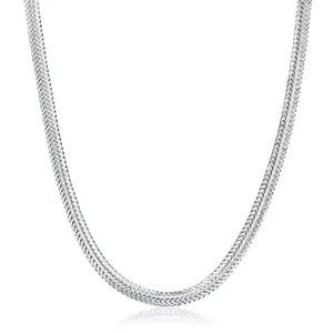 Herringbone Chain Necklace for Women Men ，925 Sterling Silver plated, 4MM Wide Flat Snake Chain, Thin Layered Snake Chain Jewelry for Gifts