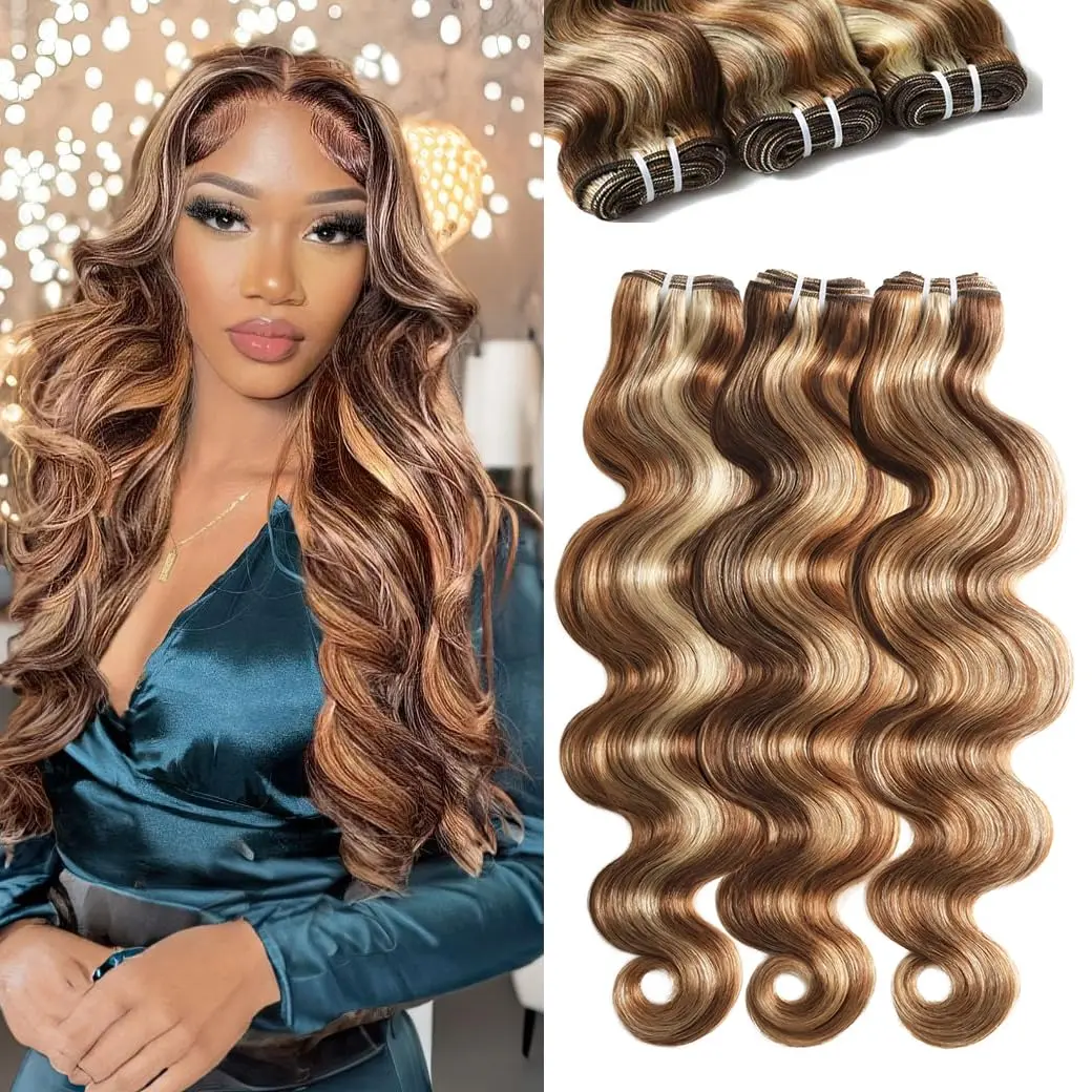 [Sun-kissed] 4/27/613 Honey Blonde Highlight Hair Bundles 12A Brazilian Body Wave 613 Weave Hair for Sew In & Quick Weave 100% Virgin Human Hair Weave Bundles Hair Extensions #tiktokshopsummersale