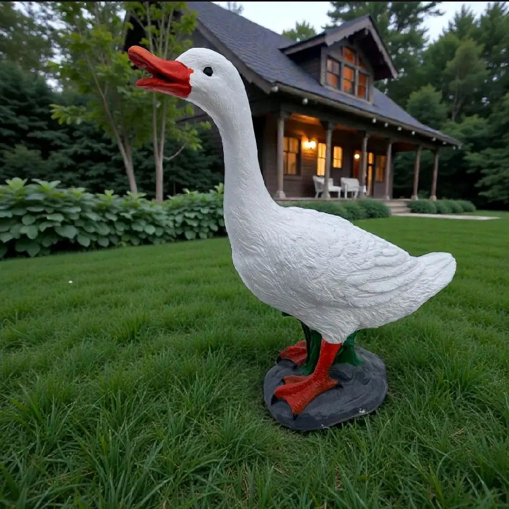 Large 19" solid concrete porch Goose Statue, Outdoor American Dress up goose statue, life-size American Porch Goose Statue, Bird  garden Statues