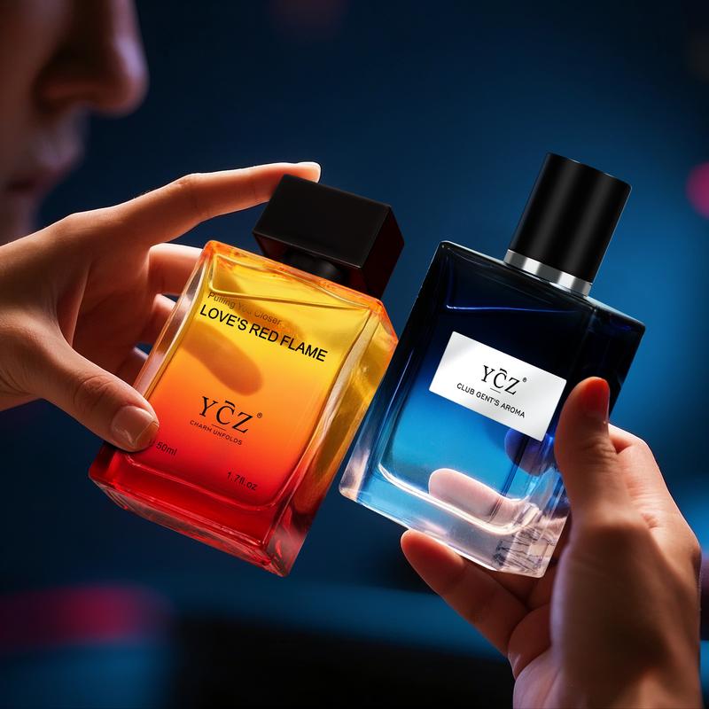 YCZ Fragrance Set - Club Gent's Aroma & Love's Red Flame - 1.7 FL.Oz Each - High-Quality Spices Blend - Liquid Perfumes for Refined Olfactory Experience