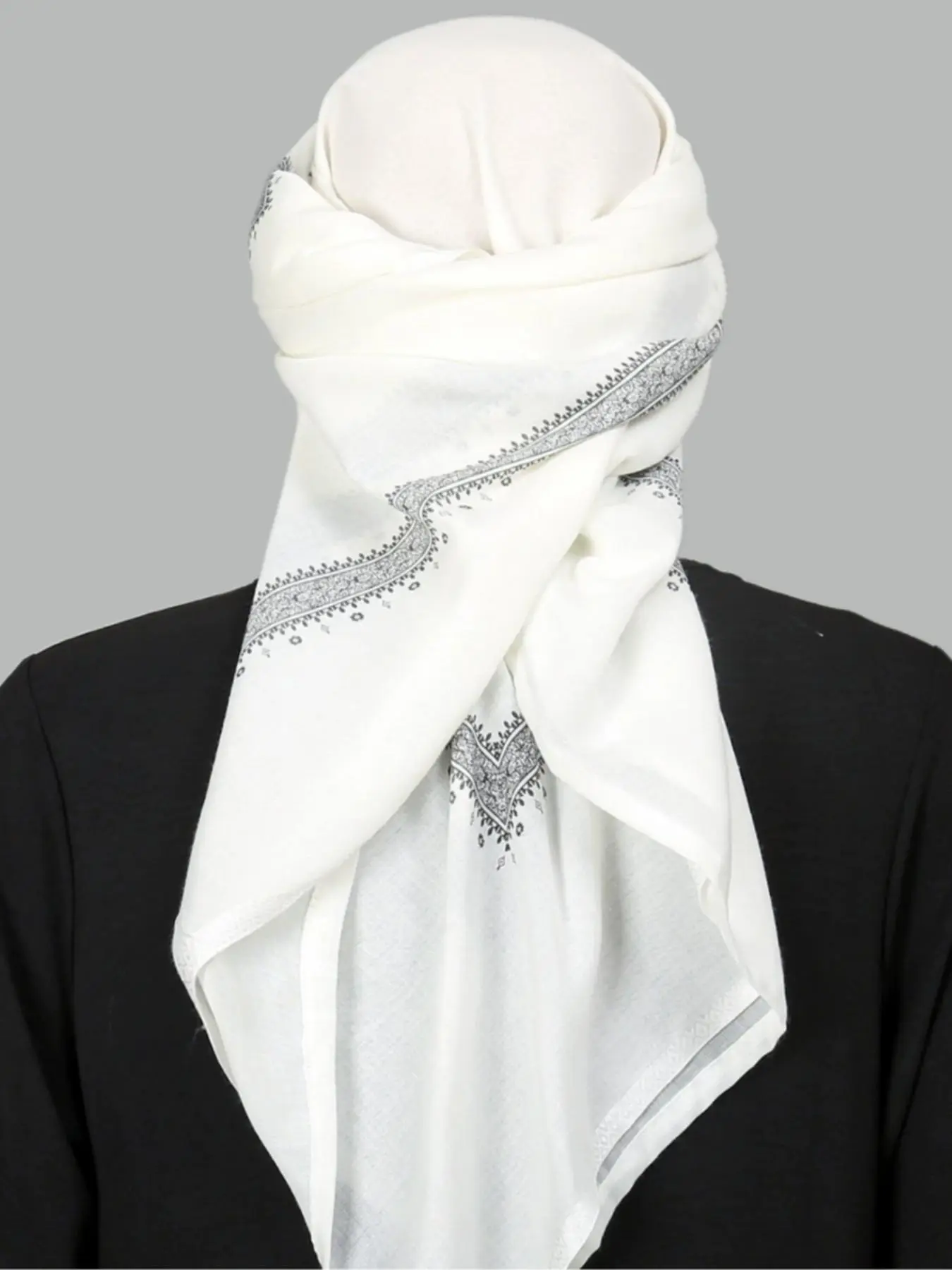 New Prayer Shawl Ethnic Style Embroidered Scarf Wrap Headscarf Hijab, Arabic Muslim Print Square Towel, Men's Religious Praying Blanket, Square Scarves