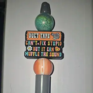 Duct Tape Beaded Pen with Fun Quote Design and Colorful Beads for Unique Writing Experience