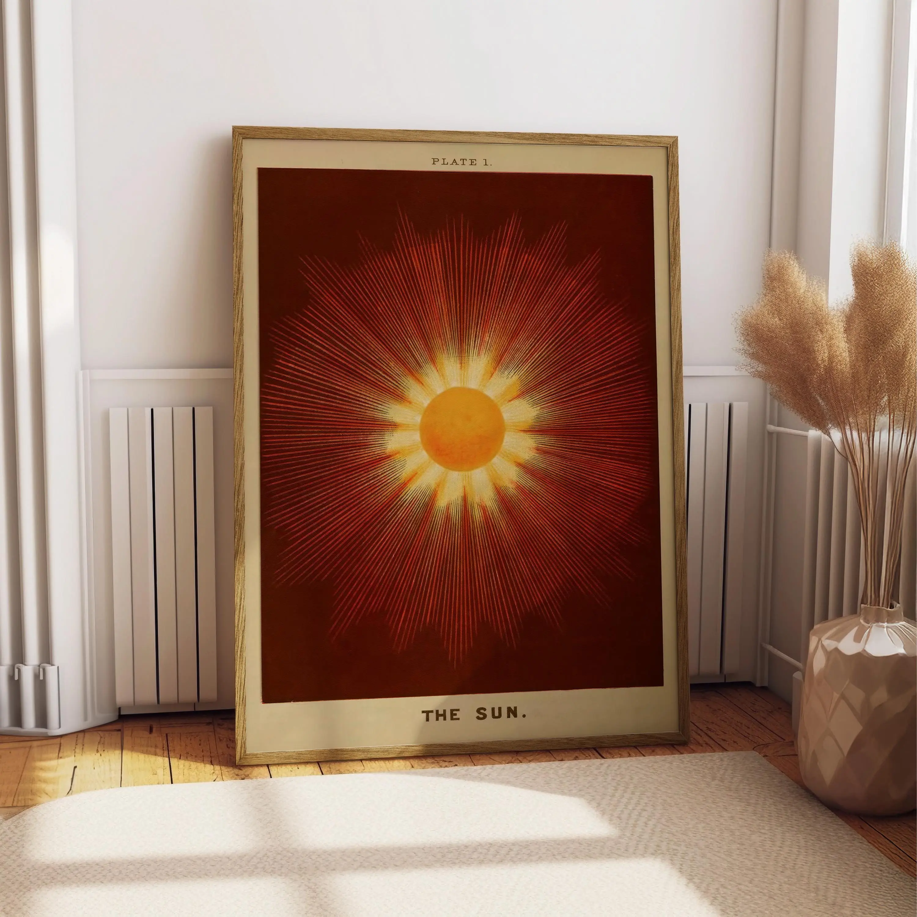 [Sale Up To 50%][No frame, Free Ship] The Sun Print, Vintage Celestial Scientific Illustration Poster, Retro Astronomy Wall Art, Dark Red Orange Solar Decor, Mystic Sun Art Print
