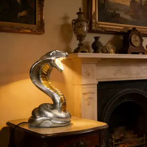 Unique LED Snake Shaped Sculpture Light, Artistic Style King Of Glasses Snake Bedside Lamp
