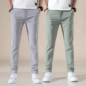 2025 Spring and Autumn Men's Golf Pants High Quality Elasticity Fashion Casual Breathable Trousers Menswear Beige Suit Pocket Plain