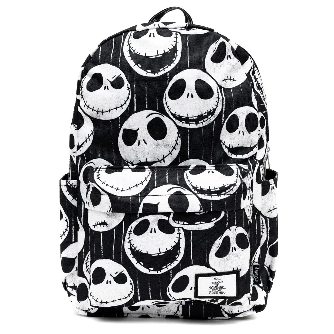 Jack Skellington Backpack, 17-Inch Unisex All Over Print Nylon Daypack, Multi-Function Everyday Carry with Laptop Sleeve and Fabric Straps, Functional Bag, Nylon Material, Synthetic, 17" H X 11" W X 5" D