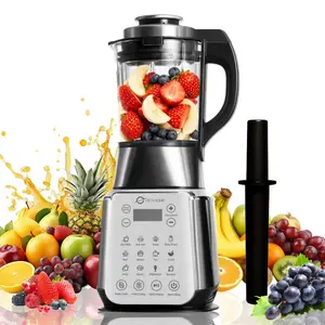 ASH01-S Pro Stainless Steel Blender with Tamper, 26000-75000RPM High Speed Food Processors Blenders for kitchen, 1500W Glass jar blender with Keep Warm Auto Clean 14 Functions Heating for Nut Milk Soup Sauce