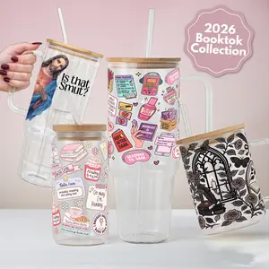 Bookish Collection Glass Tumbler with Lid and Straws, Booktok Drinkware