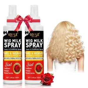 Wig Rose Milk Spray Wig Spray for Synthetic Hair, Leave-In Conditioner Spray for Hair Wigs, Conditioner ＆ Detangler 2 in 1 Moisturize Spray, Hydrates & Replenishes Synthetic Wigs Easy Combing (3.4 fl oz)