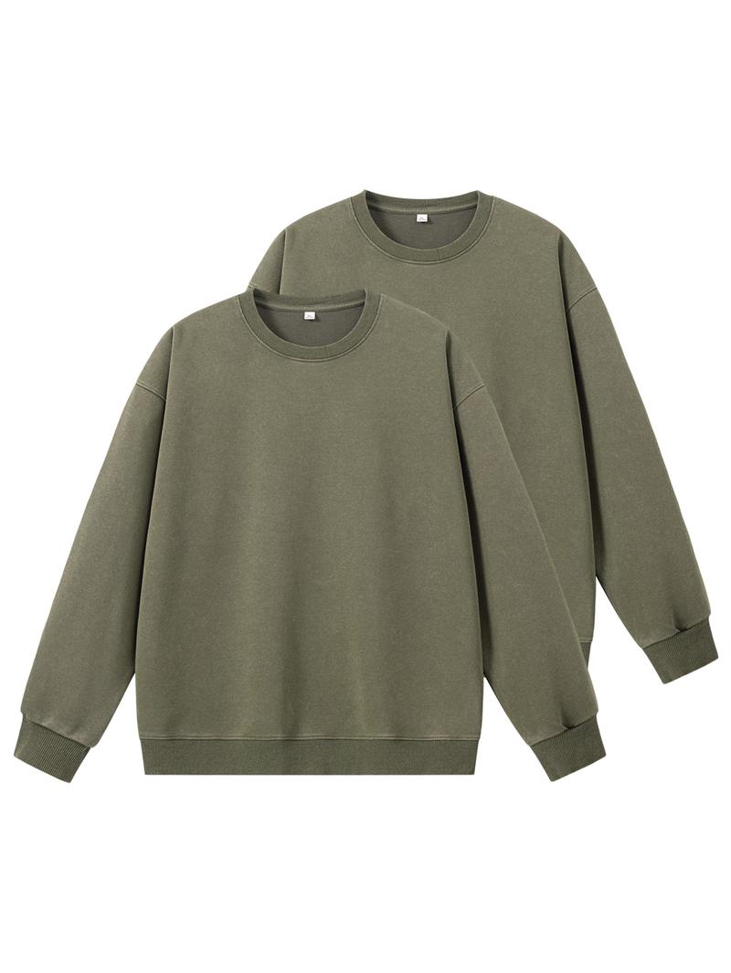 CCCMAI Men's Loose Crewneck Long Sleeve Sweatshirt Vintage Casual Pullover in Multiple Colors Round Neck Top Menswear Plain