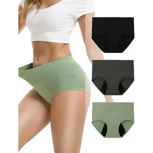 INNERSY Women's Bamboo Viscose Heavy Flow Period Underwear High Waisted Leakproof Panties 3 Pack