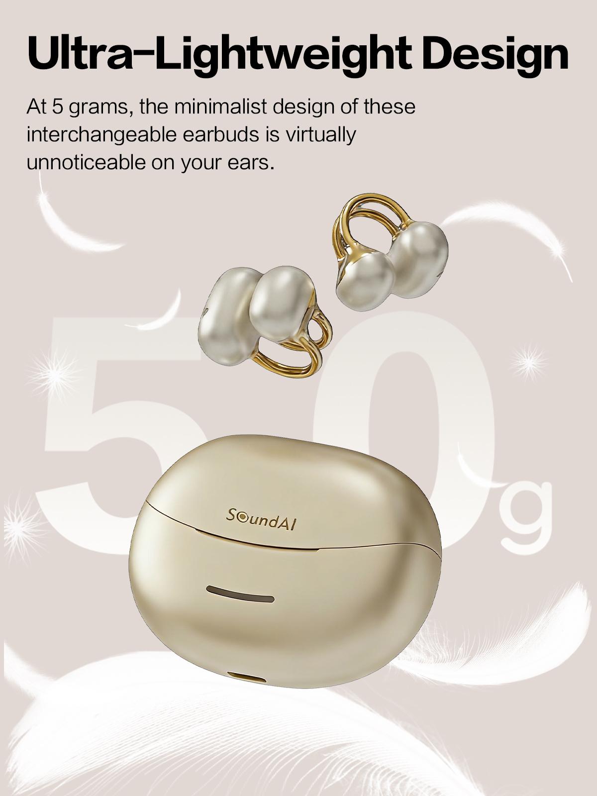 SoundAI FairyClip A3 Fashion Jewelry Design Wireless Earbuds - HIFI Sound Quality, Bluetooth 4.0, 30H Playtime, Leak-Proof Privacy Protection, Perfect Christmas Birthday Gift for Him/Her Festive Gifting