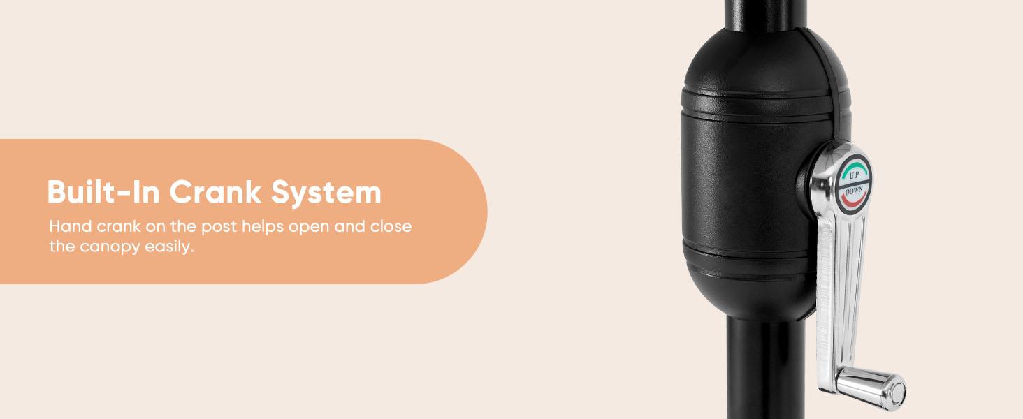 3-Tier Patio Outdoor Umbrella Solar 32 LED Lighted Table Market Umbrella with Tilt Adjustment Easy Crank for Garden Deck Backyard Pool and Beach