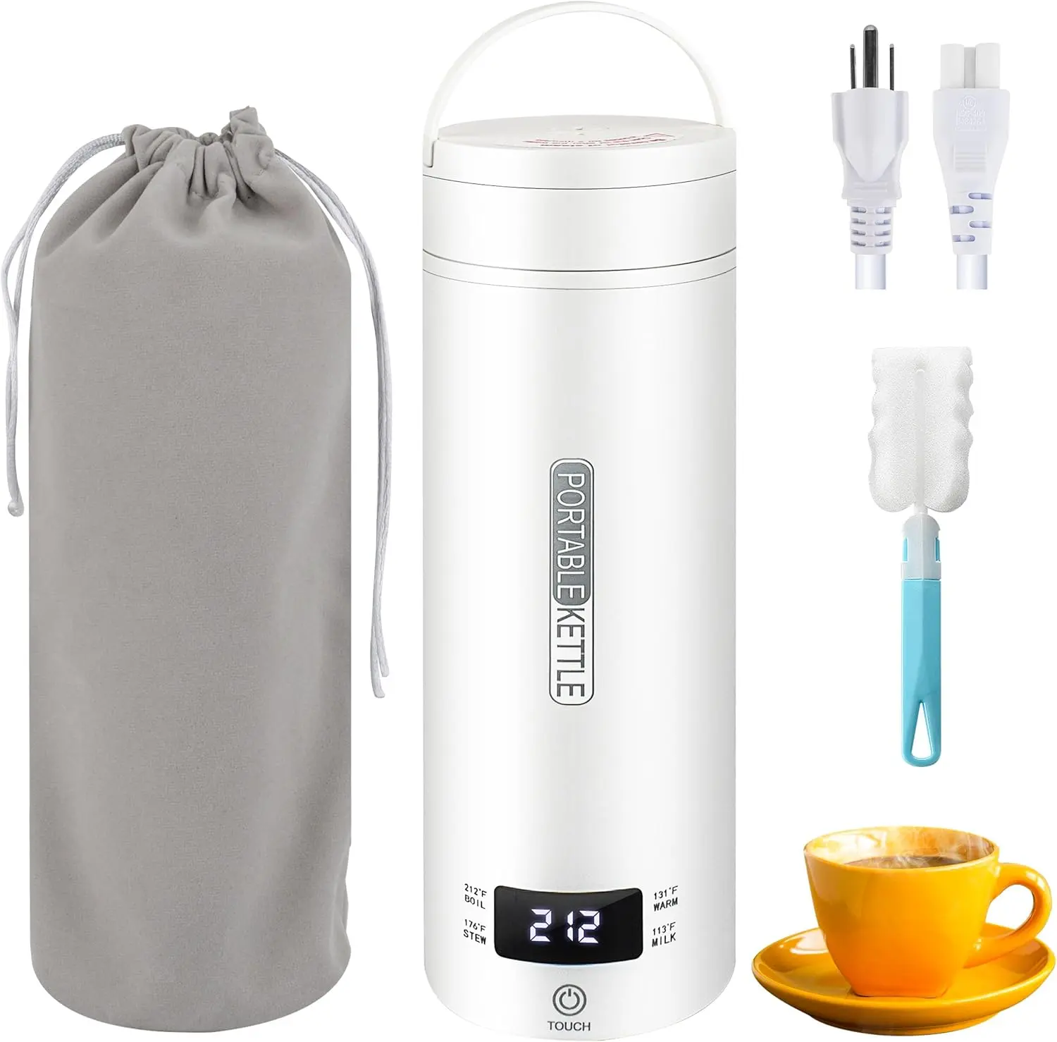 304 SS Portable Electric Kettle - Compact Mini Tea Coffee Maker for Everyone with 4 Temp Control, Thermostatic Heating, Auto Shutoff, Boil Dry Stop, Overheat Protection, Durable and Safe, Home, Office or Road Trips Ready