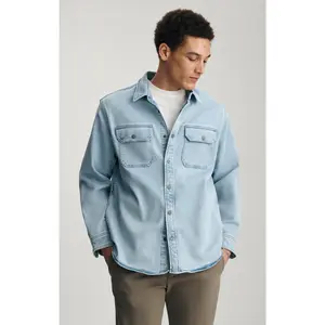 ASHER DENIM OVERSHIRT IN LIGHT BLUE EXPLORER