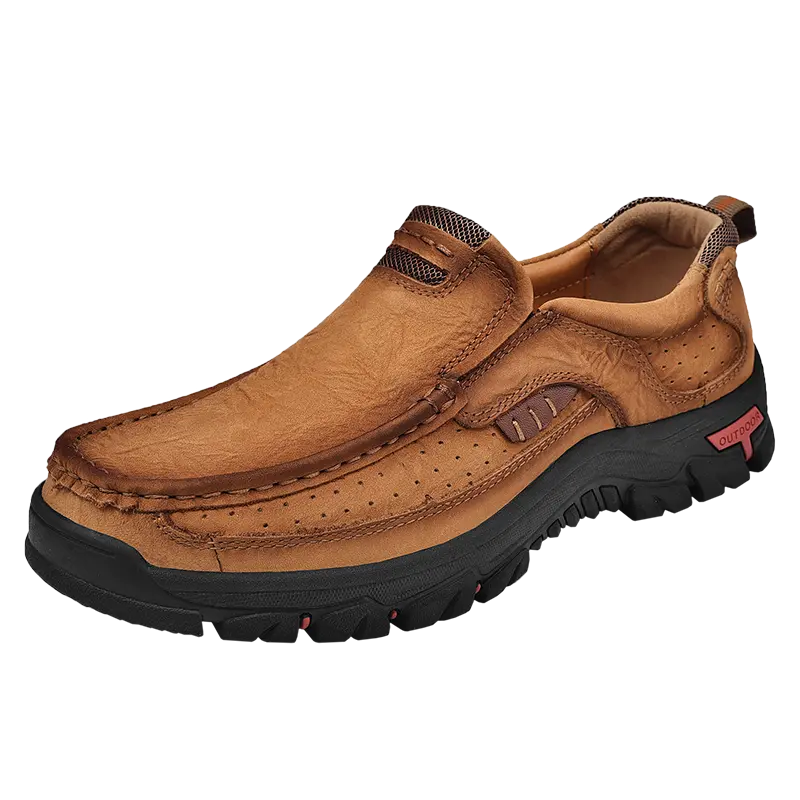 Mens Slip On Casual Loafers Classic Outdoor Leather Walking Hiking Shoes Comfortable for Work Office Dress Outdoor