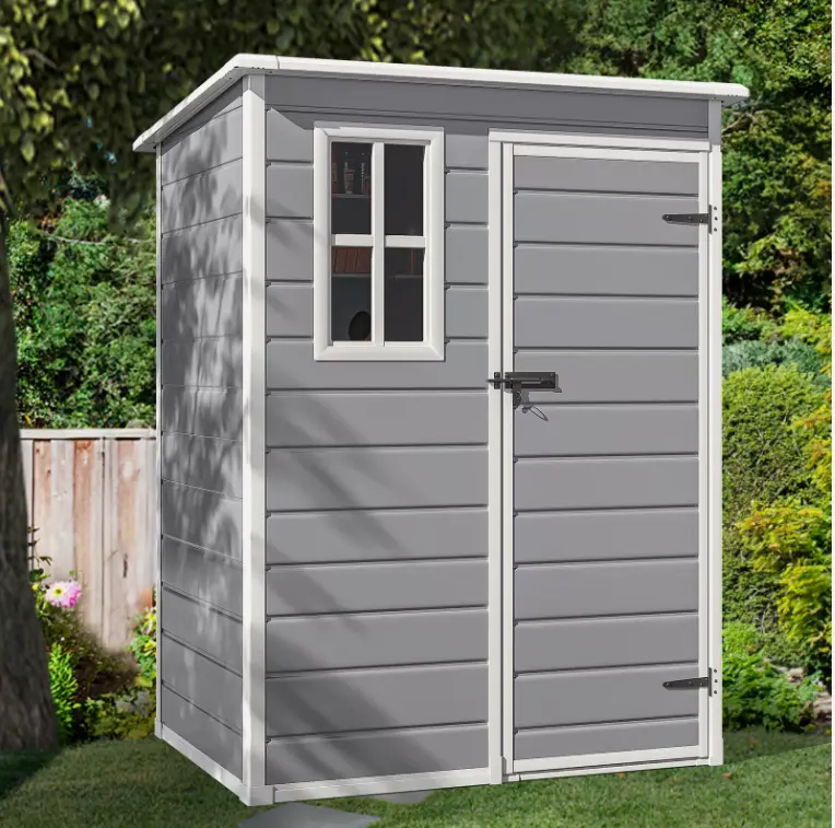 YITAHOME 5x3 FT Garden Tool Shed, 12mm Durable Resin Outdoor Storage Unit, 65 cu.ft Capacity, 59.4x35.8x75.6 Inches, Raised Floor, Water Resistant, Lockable, All-Weather for Courtyards