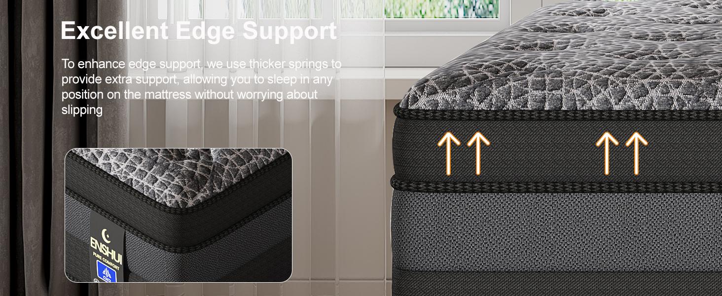 【Spring Glow Up】12 Inch Twin, Full, Queen, King Mattress Memory Foam And Spring, Hybrid MattressMedium Firmness,  For Home Rooms Hotels, Boxed Halloween ChristmasGift Furniture Ergonomic queen size mattress Interior Modern