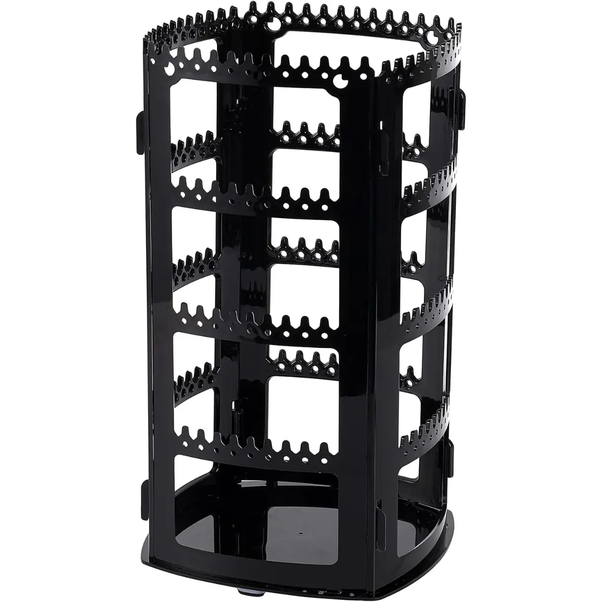 360 Rotating Earring Holder and Jewelry Organizer, 4 Tiers Jewelry Rack Display Classic Stand, 156 Holes and 160 Grooves for Necklaces Earrings Piercings, Black