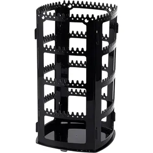 360 Rotating Earring Holder and Jewelry Organizer, 4 Tiers Jewelry Rack Display Classic Stand, 156 Holes and 160 Grooves for Necklaces Earrings Piercings, Black