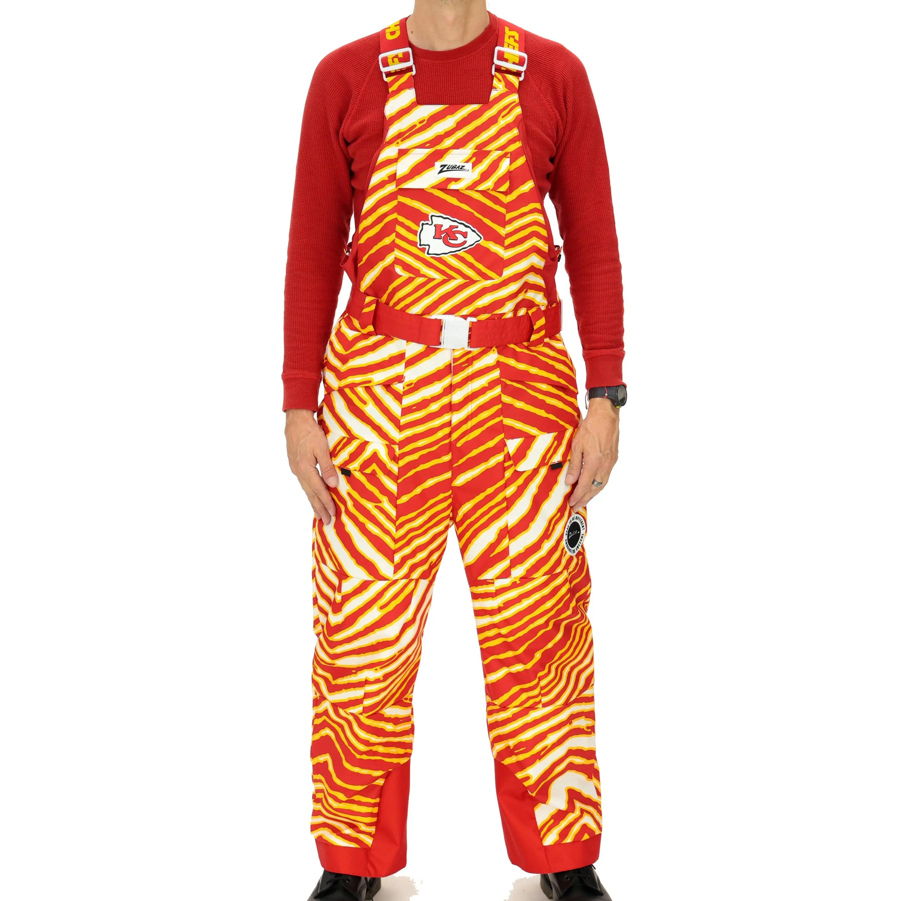 Zubaz NFL Kids Unisex Zebra Team Color Blizzard Snow Bib Jr, Kansas City Chiefs