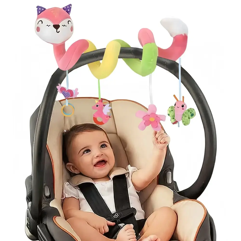 Cute Spiral Hanging Caterpillar Plush Rattle Toy with Rattle Sounds for 0-12 Months Newborns - Unisex Baby Play Item, Hangs on Car Seats/Cribs, Soft Sensory Play Toy, Nursery Decor, Newborn Gift