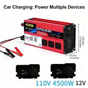 Car Inverter with Cooling Fan – DC 12V Input, 110V AC Output for SUV, Van, Family Travel & Daily Commute 5000W